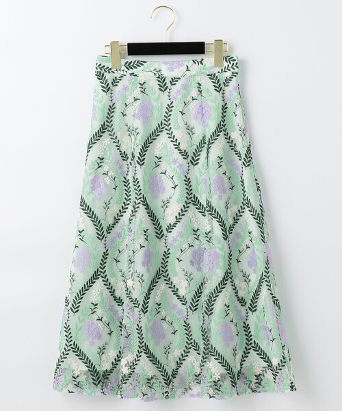 新品未使用　グレースコンチネンタル リーフフラワー　刺繍　スカート セール】リーフフラワー刺繍スカート（スカート）｜GRACE