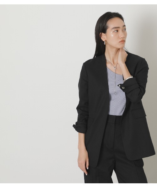 crie conforto｜ノーカラーベルトジャケット | Rakuten Fashion