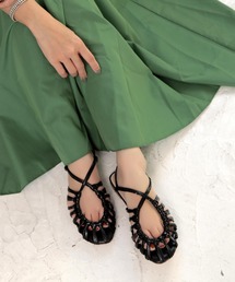 【親子お揃い】メニ―ストラップのノットデザインラウンドトゥサンダル