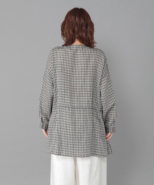 studio CLIP（スタディオクリップ）の「《Natural by studio CLIP》リネン混リボンチュニック（シャツ/ブラウス・レディース・ブラック/オフホワイト/ピンク・FREE）」の7枚目の写真