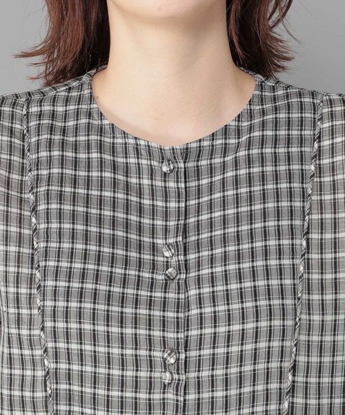 studio CLIP（スタディオクリップ）の「《Natural by studio CLIP》リネン混リボンチュニック（シャツ/ブラウス・レディース・ブラック/オフホワイト/ピンク・FREE）」の5枚目の写真