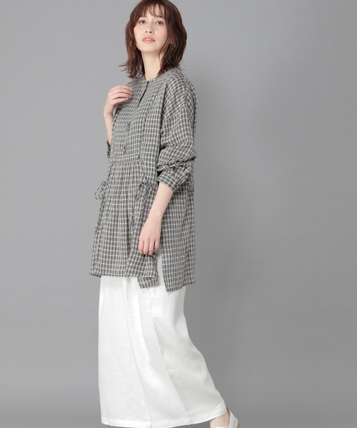 studio CLIP（スタディオクリップ）の「《Natural by studio CLIP》リネン混リボンチュニック（シャツ/ブラウス・レディース・ブラック/オフホワイト/ピンク・FREE）」の14枚目の写真