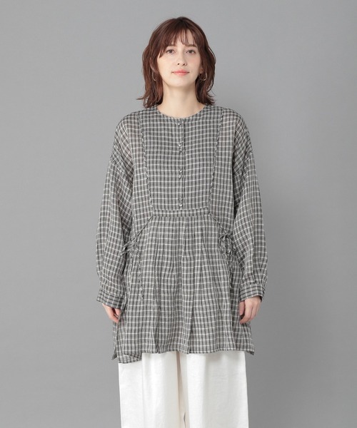 studio CLIP（スタディオクリップ）の「《Natural by studio CLIP》リネン混リボンチュニック（シャツ/ブラウス・レディース・ブラック/オフホワイト/ピンク・FREE）」の9枚目の写真