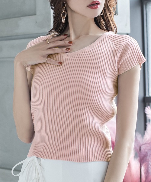 Julia Boutique(ジュリアブティック)の「2WAYネックリブニットトップス/21002(ニット/セーター・レディース・ベージュ系その他/ピンクベージュ/ラベンダー/ブラック/ベージュ・ONE)」の5枚目の写真