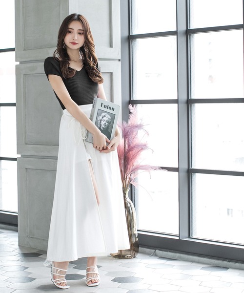 Julia Boutique(ジュリアブティック)の「2WAYネックリブニットトップス/21002(ニット/セーター・レディース・ベージュ系その他/ピンクベージュ/ラベンダー/ブラック/ベージュ・ONE)」の6枚目の写真