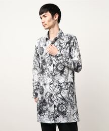 SHELLAC×semantic design カゴ染プリント ロングシャツ SHELLAC×semantic design カゴ染プリント ロングシャツ