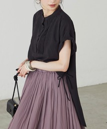 BONLECILL | サイドリボン バンドカラーフレンチスリーブブラウス(シャツ/ブラウス)