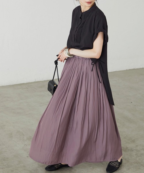 BONLECILL（ボンルシール）の「サイドリボン バンドカラーフレンチスリーブブラウス（シャツ/ブラウス・レディース・ブラック/ベージュ/オフホワイト/イエロー・FREE）」の18枚目の写真