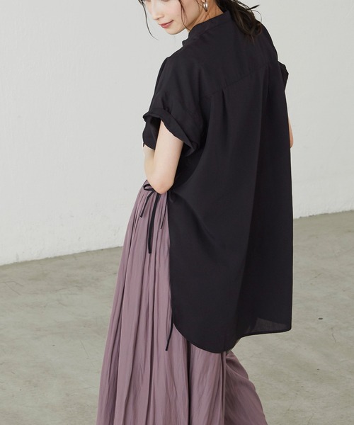 BONLECILL（ボンルシール）の「サイドリボン バンドカラーフレンチスリーブブラウス（シャツ/ブラウス・レディース・ブラック/ベージュ/オフホワイト/イエロー・FREE）」の17枚目の写真