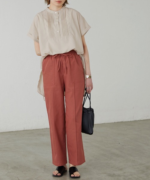 BONLECILL（ボンルシール）の「サイドリボン バンドカラーフレンチスリーブブラウス（シャツ/ブラウス・レディース・ブラック/ベージュ/オフホワイト/イエロー・FREE）」の22枚目の写真