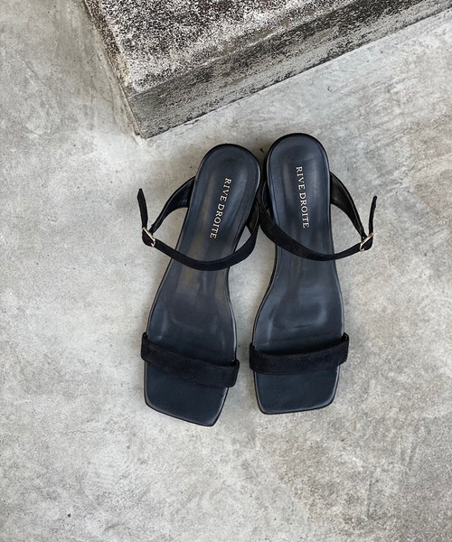 RIVE DROITE(リヴドロワ)の「スクエアウエッジサンダル(サンダル・レディース・ブラック/ベージュ・S/M/L)」の1枚目の写真