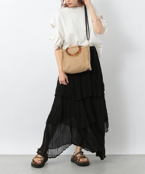 Heather（ヘザー）の「クリンクルティアードスカート　949143（スカート・レディース・グリーン/グレー/ブラック/グレー系その他・FREE）」の5枚目の写真