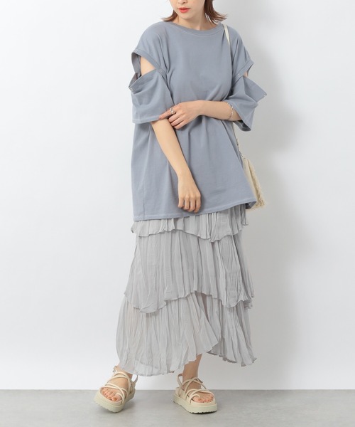 Heather（ヘザー）の「クリンクルティアードスカート　949143（スカート・レディース・グリーン/グレー/ブラック/グレー系その他・FREE）」の6枚目の写真