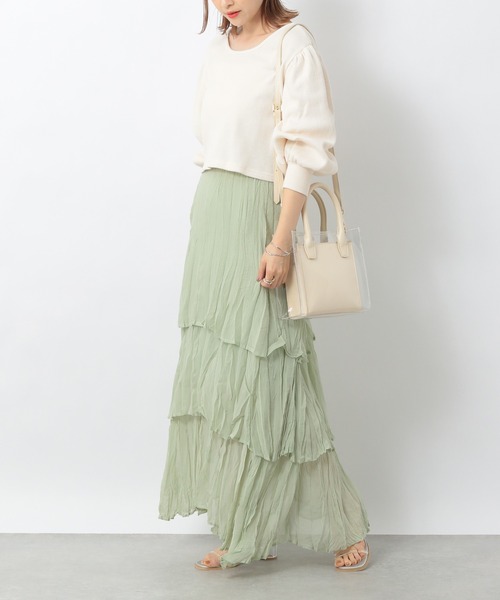 Heather（ヘザー）の「クリンクルティアードスカート　949143（スカート・レディース・グリーン/グレー/ブラック/グレー系その他・FREE）」の7枚目の写真