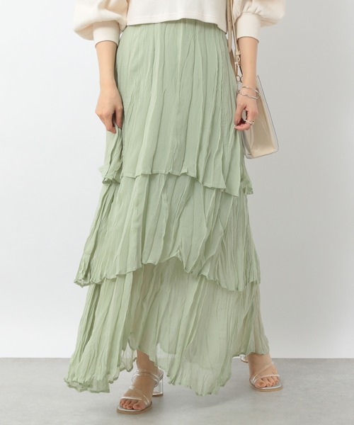 Heather（ヘザー）の「クリンクルティアードスカート　949143（スカート・レディース・グリーン/グレー/ブラック/グレー系その他・FREE）」の8枚目の写真