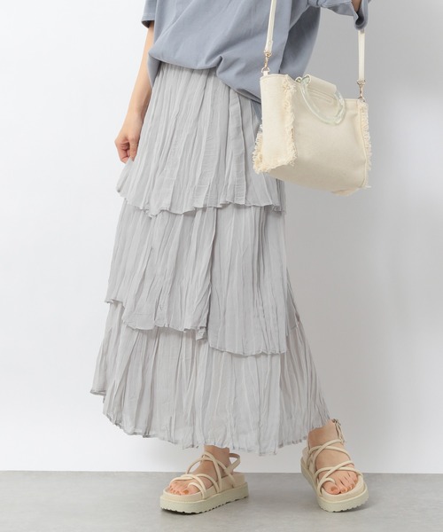 Heather（ヘザー）の「クリンクルティアードスカート　949143（スカート・レディース・グリーン/グレー/ブラック/グレー系その他・FREE）」の21枚目の写真