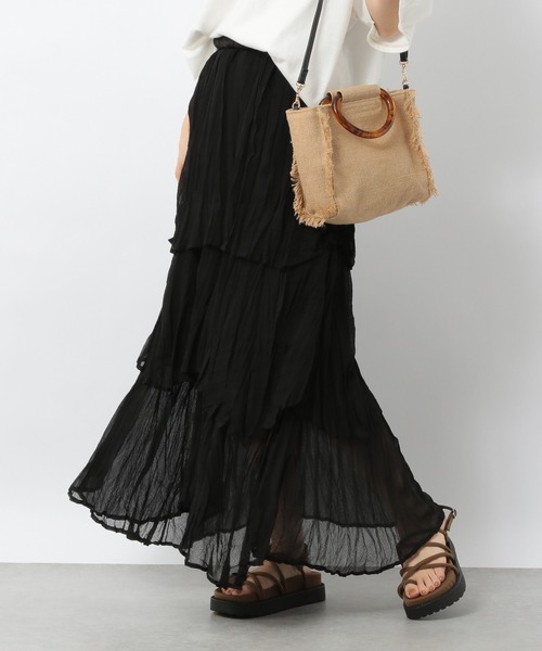 Heather（ヘザー）の「クリンクルティアードスカート　949143（スカート・レディース・グリーン/グレー/ブラック/グレー系その他・FREE）」の20枚目の写真