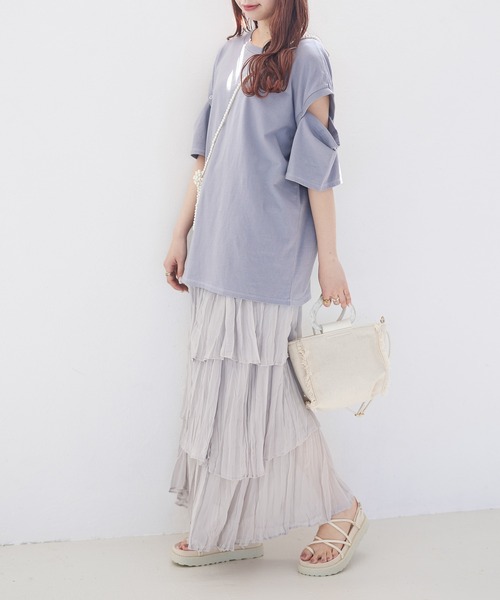 Heather（ヘザー）の「クリンクルティアードスカート　949143（スカート・レディース・グリーン/グレー/ブラック/グレー系その他・FREE）」の17枚目の写真