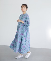 CRAFT STANDARD BOUTIQUE | インドコットン サンゴ柄ウエストギャザーワンピース　＊◇(シャツワンピース)