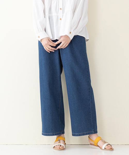 fort point(フォーポイント)の「【C-FORT POINT】ベルト付きタックストレートパンツ/ワイドパンツ(その他パンツ・レディース・ネイビー/ブルー/アイボリー・SMALL/MEDIUM/LARGE)」の3枚目の写真