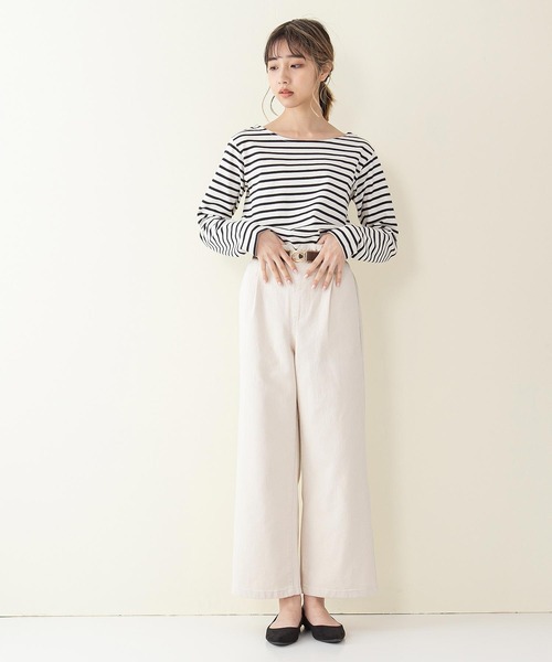 fort point(フォーポイント)の「【C-FORT POINT】ベルト付きタックストレートパンツ/ワイドパンツ(その他パンツ・レディース・ネイビー/ブルー/アイボリー・SMALL/MEDIUM/LARGE)」の4枚目の写真