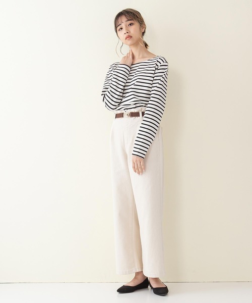 fort point(フォーポイント)の「【C-FORT POINT】ベルト付きタックストレートパンツ/ワイドパンツ(その他パンツ・レディース・ネイビー/ブルー/アイボリー・SMALL/MEDIUM/LARGE)」の5枚目の写真