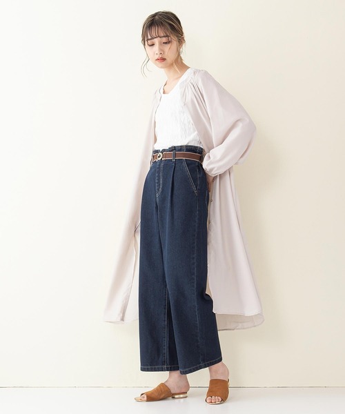 fort point(フォーポイント)の「【C-FORT POINT】ベルト付きタックストレートパンツ/ワイドパンツ(その他パンツ・レディース・ネイビー/ブルー/アイボリー・SMALL/MEDIUM/LARGE)」の10枚目の写真