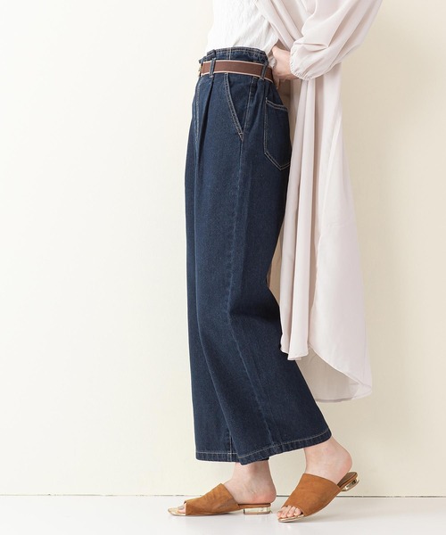 fort point(フォーポイント)の「【C-FORT POINT】ベルト付きタックストレートパンツ/ワイドパンツ(その他パンツ・レディース・ネイビー/ブルー/アイボリー・SMALL/MEDIUM/LARGE)」の13枚目の写真