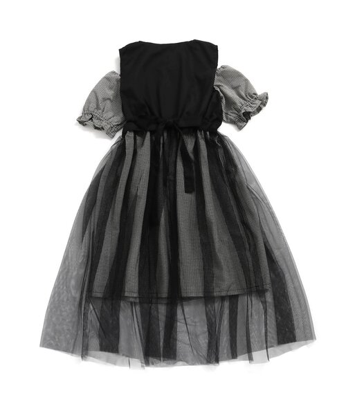 algy（アルジー）の「チュールドッキングワンピ（ワンピース・キッズ・インディゴブルー/ブラック・X-SMALL/XX-SMALL/SMALL/MEDIUM）」の3枚目の写真