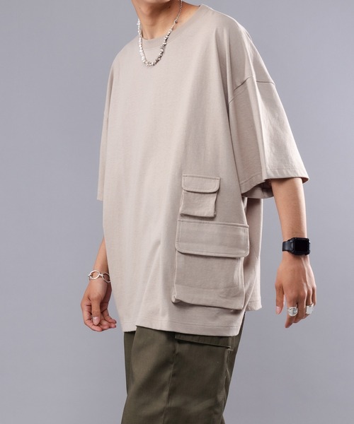 kutir(クティール)の「デザインダブルポケットTシャツ(Tシャツ/カットソー・メンズ・ベージュ/オレンジ・MEDIUM/LARGE)」の3枚目の写真