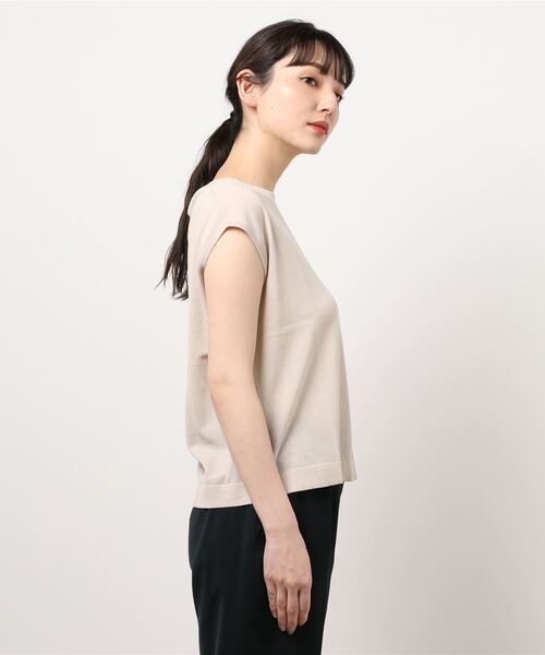 SIPULI（シプリ）の「[ICE COTTON]HighTwist Swiss Cotton フレンチスリーブニット（ニット/セーター・レディース・アイボリー/ブラウン/グリーン/ネイビー・2/3）」の13枚目の写真
