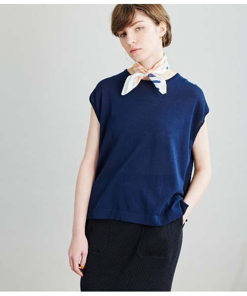 SIPULI（シプリ）の「[ICE COTTON]HighTwist Swiss Cotton フレンチスリーブニット（ニット/セーター・レディース・アイボリー/ブラウン/グリーン/ネイビー・2/3）」の4枚目の写真