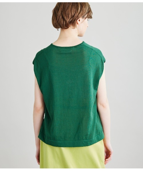 SIPULI（シプリ）の「[ICE COTTON]HighTwist Swiss Cotton フレンチスリーブニット（ニット/セーター・レディース・アイボリー/ブラウン/グリーン/ネイビー・2/3）」の14枚目の写真