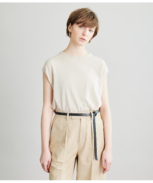 SIPULI（シプリ）の「[ICE COTTON]HighTwist Swiss Cotton フレンチスリーブニット（ニット/セーター・レディース・アイボリー/ブラウン/グリーン/ネイビー・2/3）」の17枚目の写真