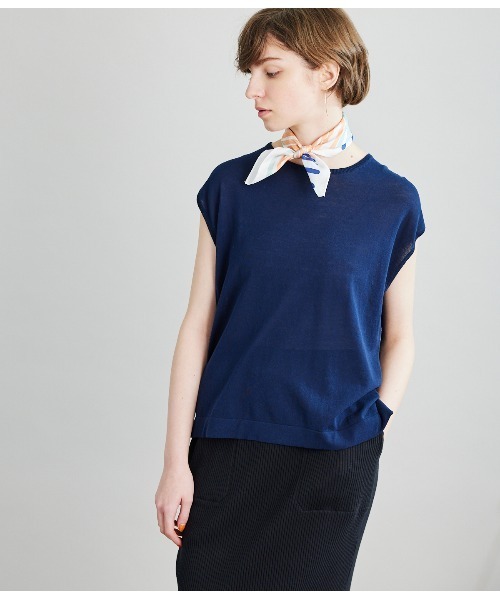 SIPULI（シプリ）の「[ICE COTTON]HighTwist Swiss Cotton フレンチスリーブニット（ニット/セーター・レディース・アイボリー/ブラウン/グリーン/ネイビー・2/3）」の10枚目の写真