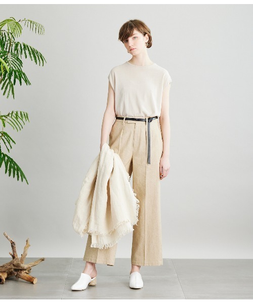 SIPULI（シプリ）の「[ICE COTTON]HighTwist Swiss Cotton フレンチスリーブニット（ニット/セーター・レディース・アイボリー/ブラウン/グリーン/ネイビー・2/3）」の22枚目の写真