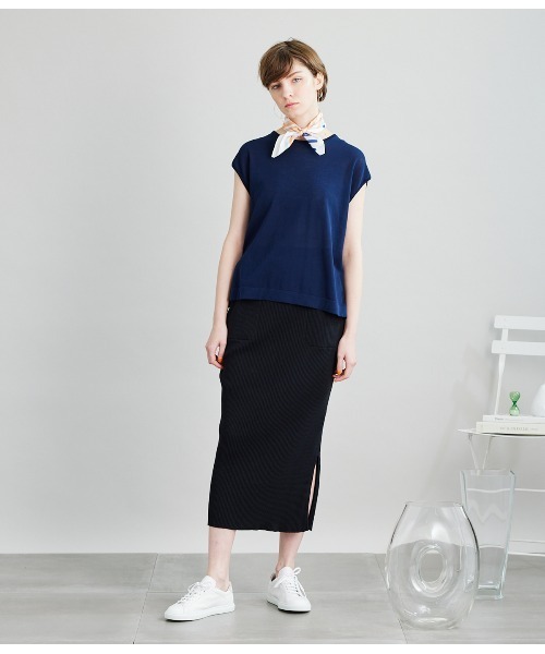 SIPULI（シプリ）の「[ICE COTTON]HighTwist Swiss Cotton フレンチスリーブニット（ニット/セーター・レディース・アイボリー/ブラウン/グリーン/ネイビー・2/3）」の6枚目の写真