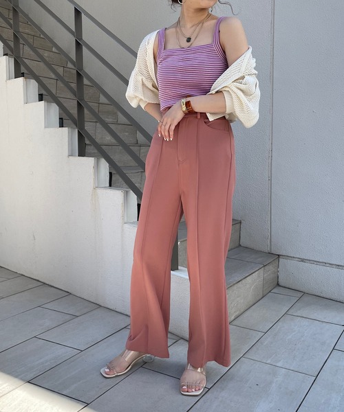 Chico（チコ）の「ボーダースクエアタンク（タンクトップ・レディース・ブラック/グリーン/ピンク/ホワイト・FREE）」の17枚目の写真