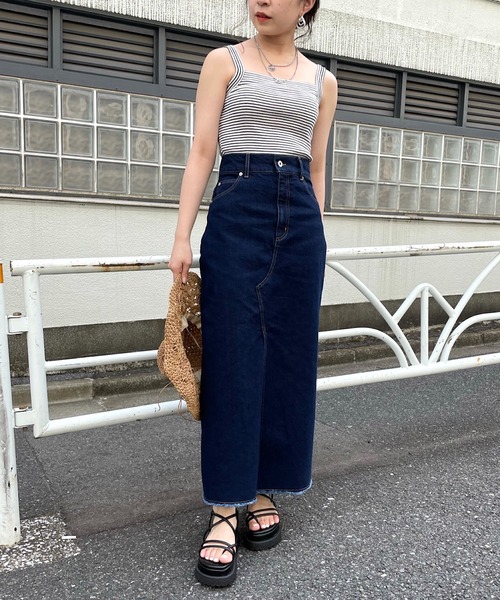 Chico（チコ）の「ボーダースクエアタンク（タンクトップ・レディース・ブラック/グリーン/ピンク/ホワイト・FREE）」の5枚目の写真