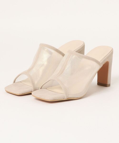 Miminy Piminy（ミミニー ピミニー）の「MiminyPiminy(ミミニーピミニー) プレートヒールチュールデザイン サンダル（サンダル・レディース・アイボリー/ブラック/ブラック系その他/ブラウン・M/LL/L/S）」の2枚目の写真