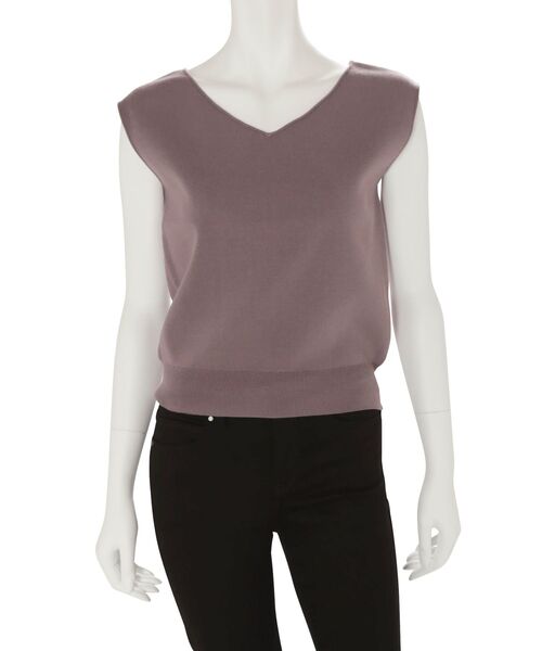 MERCURYDUO（マーキュリーデュオ）の「ウォッシャブル総針ノースリーブネックレス付ニット（ニット/セーター・レディース・ブラック/ブラウン/オフホワイト/ミント/ベビーピンク・FREE）」の3枚目の写真