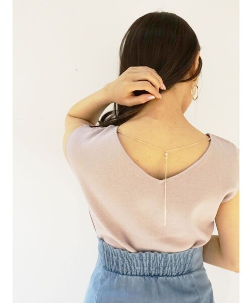 MERCURYDUO（マーキュリーデュオ）の「ウォッシャブル総針ノースリーブネックレス付ニット（ニット/セーター・レディース・ブラック/ブラウン/オフホワイト/ミント/ベビーピンク・FREE）」の9枚目の写真