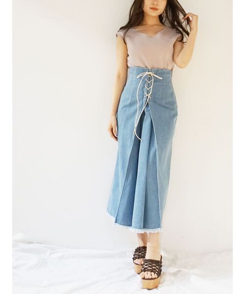 MERCURYDUO（マーキュリーデュオ）の「ウォッシャブル総針ノースリーブネックレス付ニット（ニット/セーター・レディース・ブラック/ブラウン/オフホワイト/ミント/ベビーピンク・FREE）」の11枚目の写真