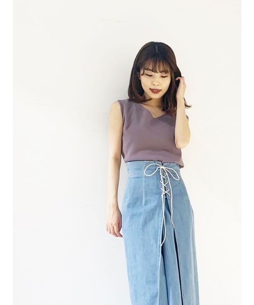 MERCURYDUO（マーキュリーデュオ）の「ウォッシャブル総針ノースリーブネックレス付ニット（ニット/セーター・レディース・ブラック/ブラウン/オフホワイト/ミント/ベビーピンク・FREE）」の15枚目の写真