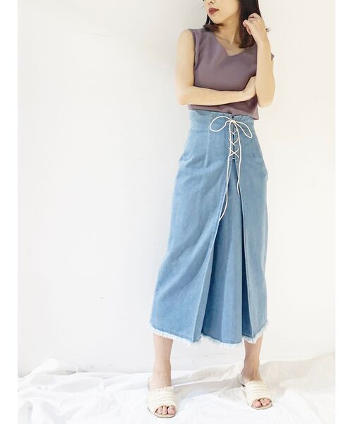 MERCURYDUO（マーキュリーデュオ）の「ウォッシャブル総針ノースリーブネックレス付ニット（ニット/セーター・レディース・ブラック/ブラウン/オフホワイト/ミント/ベビーピンク・FREE）」の17枚目の写真