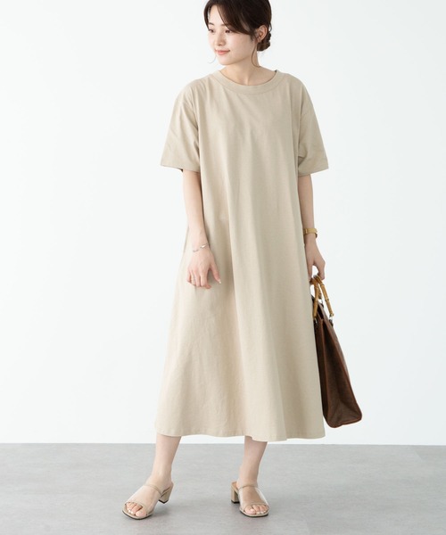 Green Parks(グリーンパークス)の「コットンフレアワンピース*(ワンピース・レディース・ブラック/ベージュ/ブラウン/オレンジ/ホワイト系その他2/グリーン・FREE)」の4枚目の写真