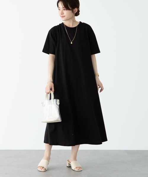 Green Parks(グリーンパークス)の「コットンフレアワンピース*(ワンピース・レディース・ブラック/ベージュ/ブラウン/オレンジ/ホワイト系その他2/グリーン・FREE)」の2枚目の写真