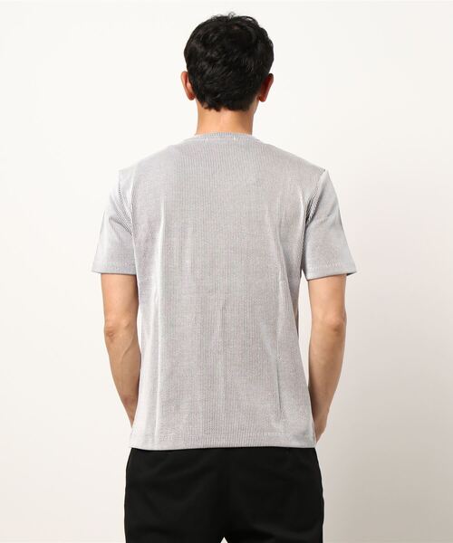 HIDEAWAYS NICOLE(ハイダウェイニコル)の「サッカ-ストライプVネックTシャツ(Tシャツ/カットソー・メンズ・ブラック/ホワイト/ネイビー/その他1・X-LARGE/MEDIUM/LARGE)」の8枚目の写真