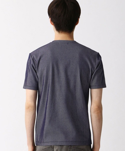 HIDEAWAYS NICOLE(ハイダウェイニコル)の「サッカ-ストライプVネックTシャツ(Tシャツ/カットソー・メンズ・ブラック/ホワイト/ネイビー/その他1・X-LARGE/MEDIUM/LARGE)」の9枚目の写真