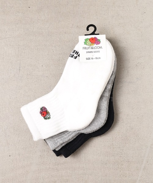 FRUIT OF THE LOOM(フルーツオブザルーム)の「/FRUIT OF THE LOOM/KID'S 3P SOCKS(ソックス/靴下・キッズ・その他1/その他2/その他3/その他・MEDIUM/SMALL)」の2枚目の写真